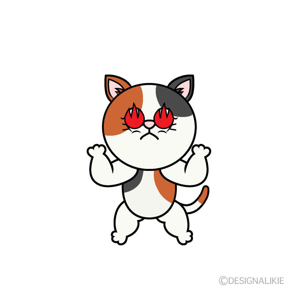 Enthusiasm Calico Cat Cartoon Character Image