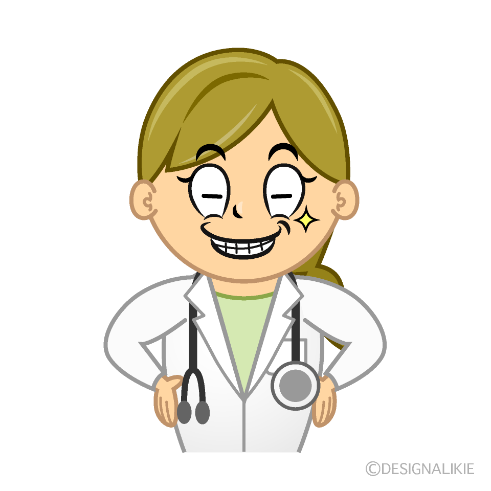 Grinning Female Doctor Cartoon Character Image