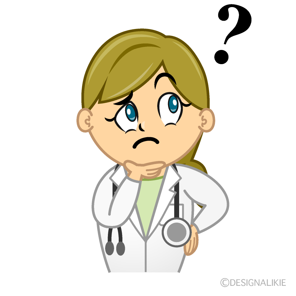 Thinking Female Doctor Cartoon Character Image