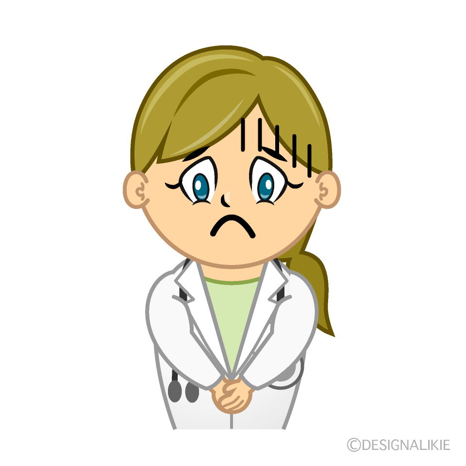 Depressed Female Doctor Cartoon Character Image