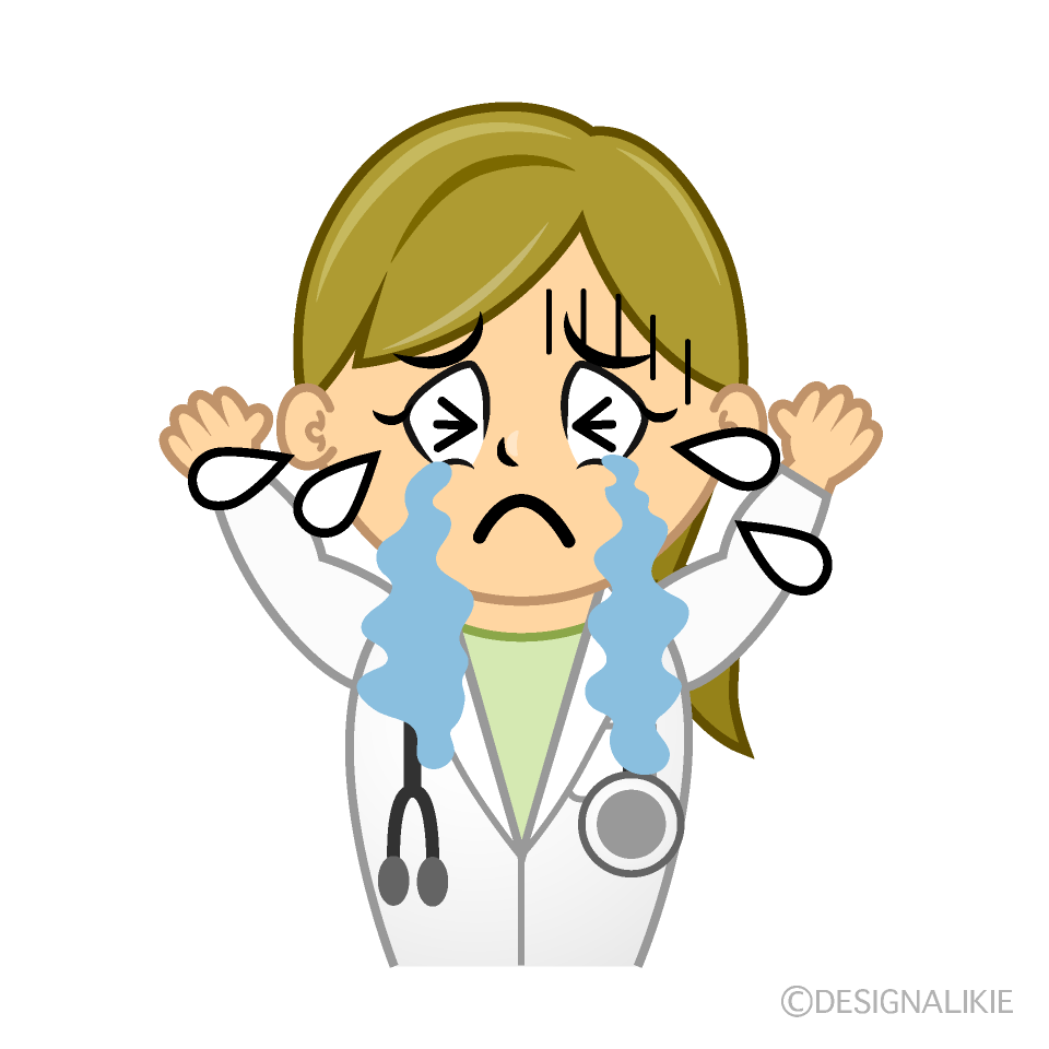 Crying Female Doctor Cartoon Character Image