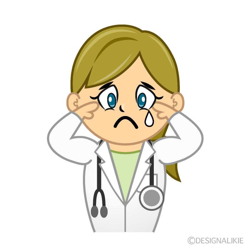 Sad Female Doctor Cartoon Character Image