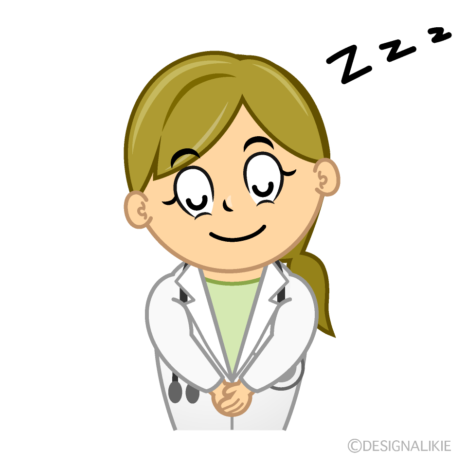 Sleeping Female Doctor Cartoon Character Image