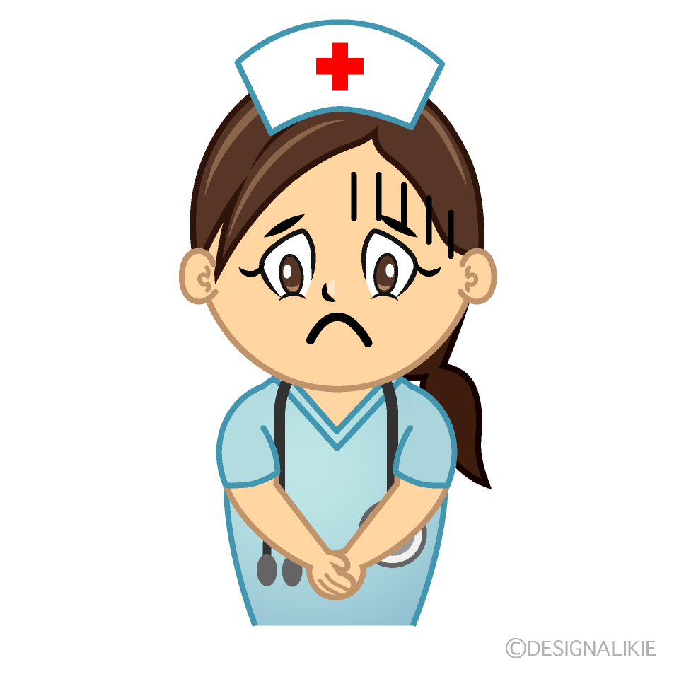 Depressed Nurse Cartoon Character Image