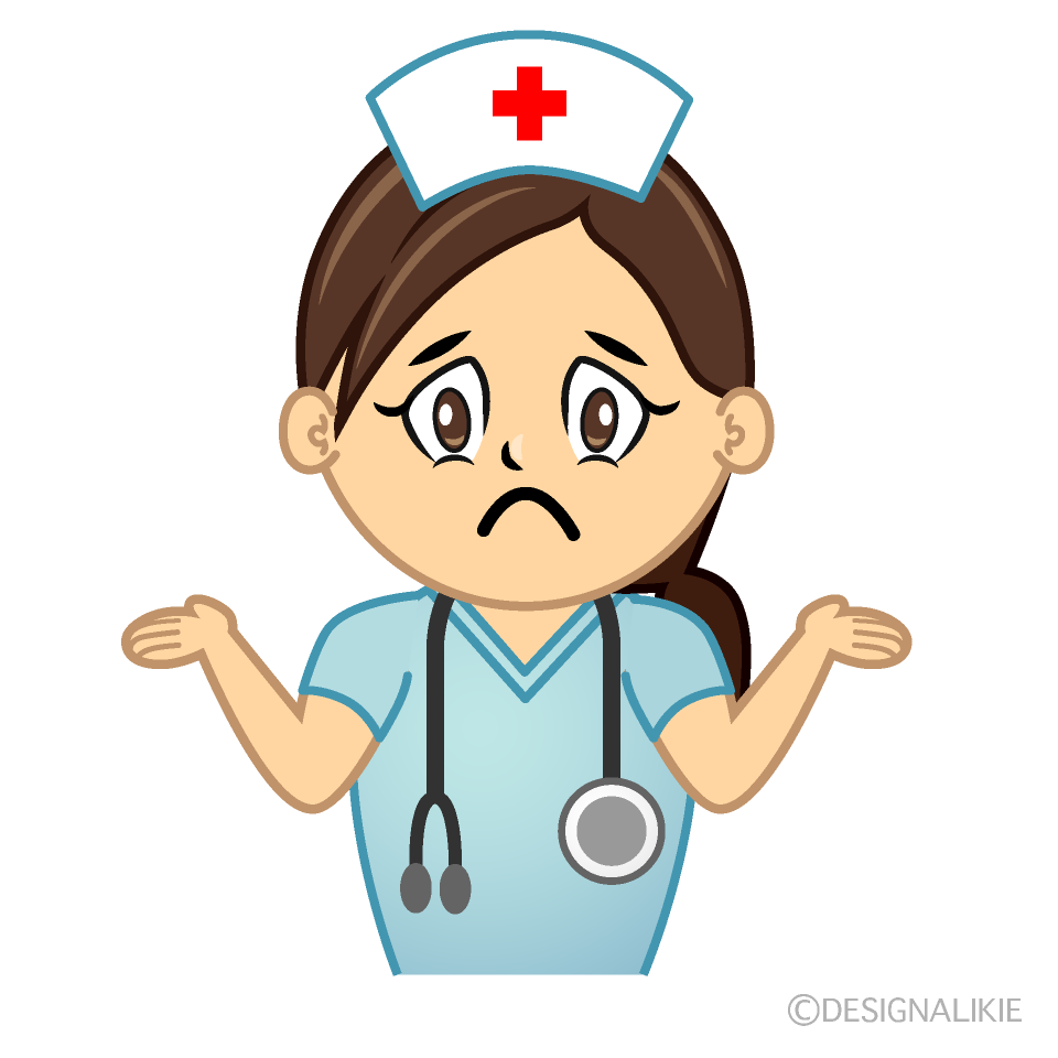 Troubled Nurse Cartoon Character Image