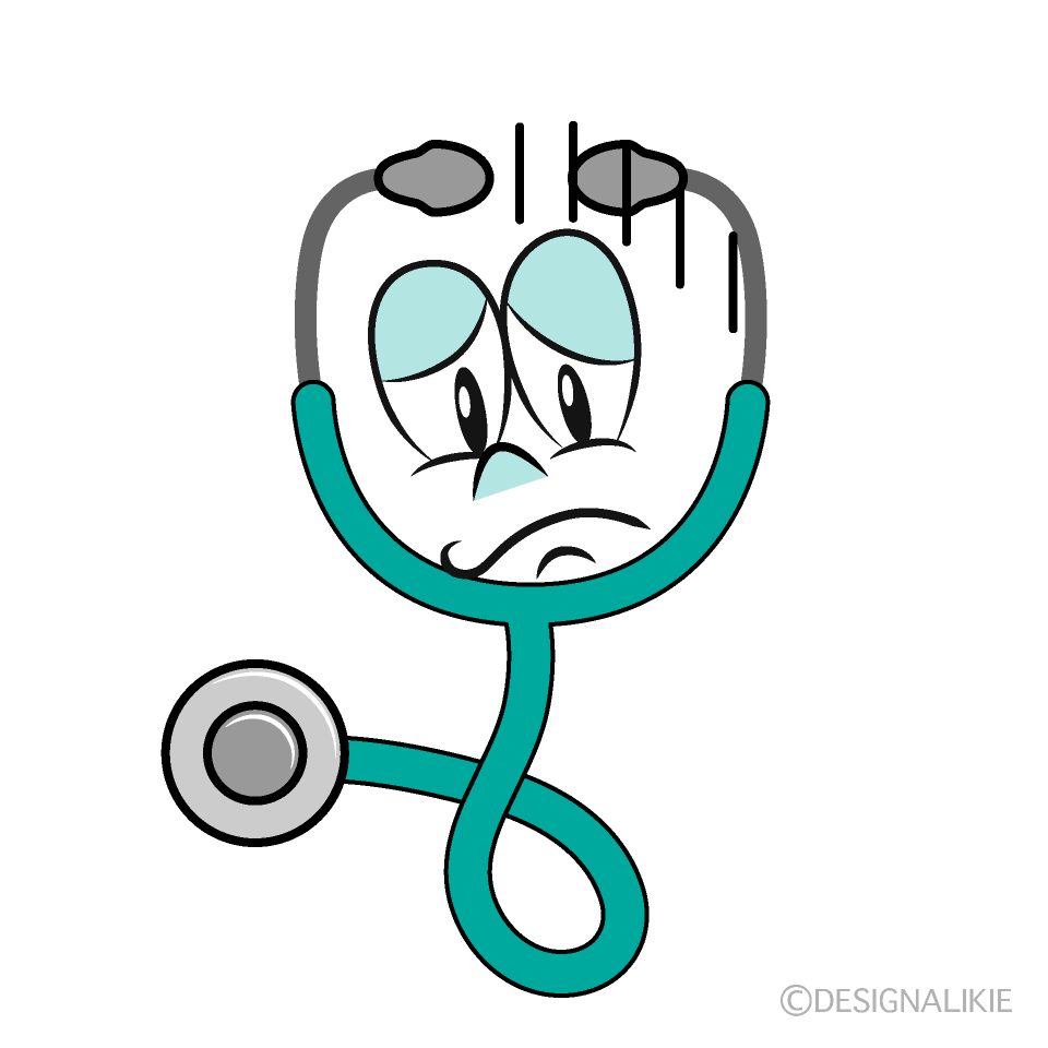 Depressed Stethoscope Cartoon Character Image