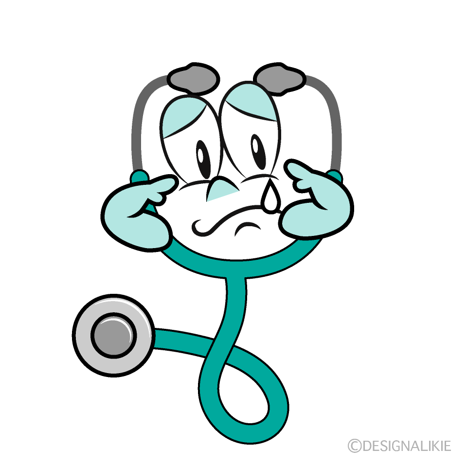 Sad Stethoscope Cartoon Character Image