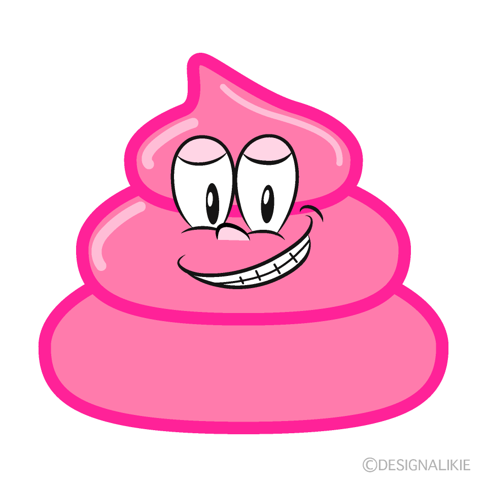 Grinning Pink Poop Cartoon Character Image