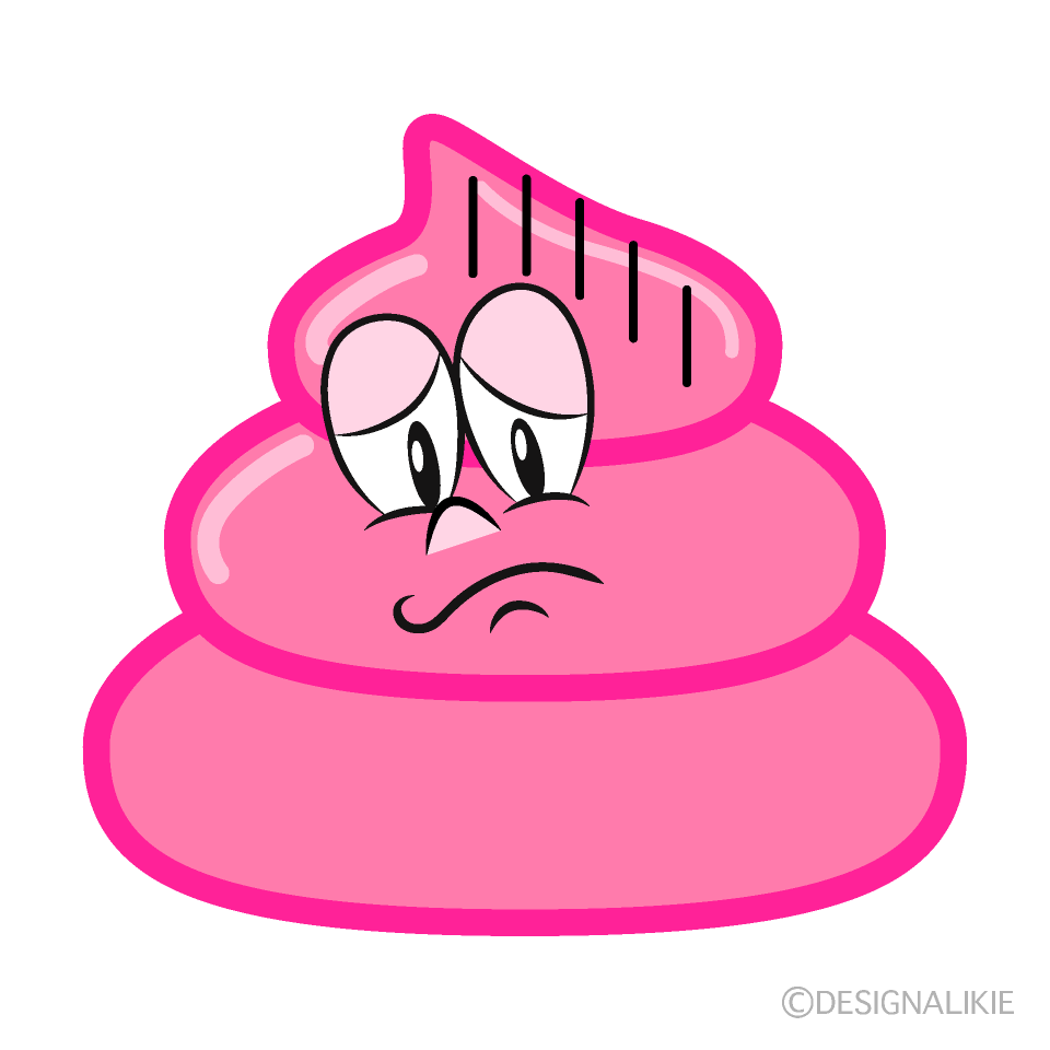 Depressed Pink Poop Cartoon Character Image