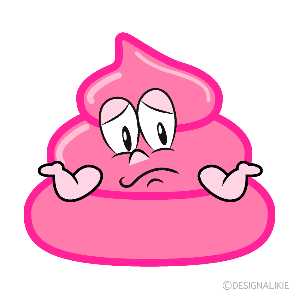 Troubled Pink Poop Cartoon Character Image