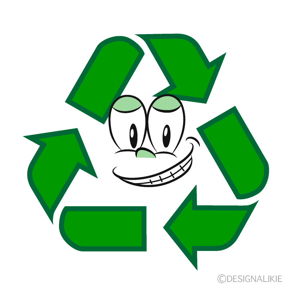 Grinning Recycling Cartoon Character Image