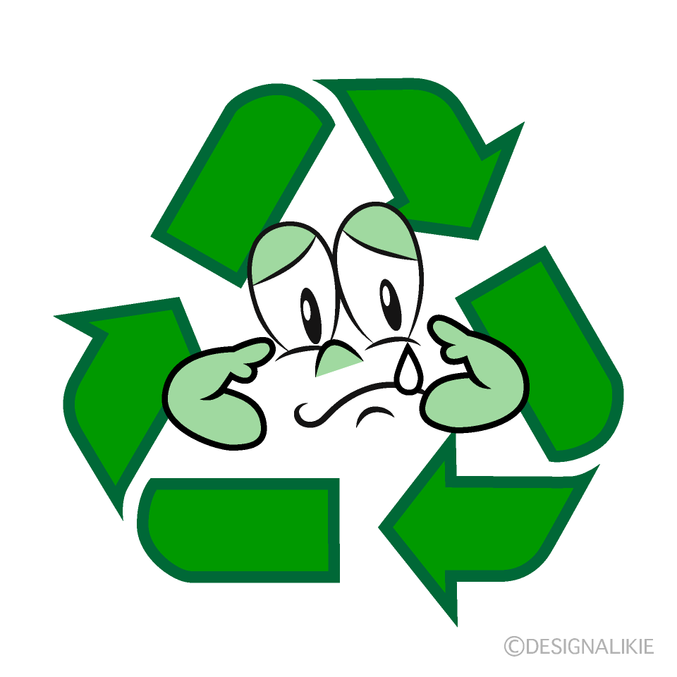 Sad Recycling Cartoon Character Image