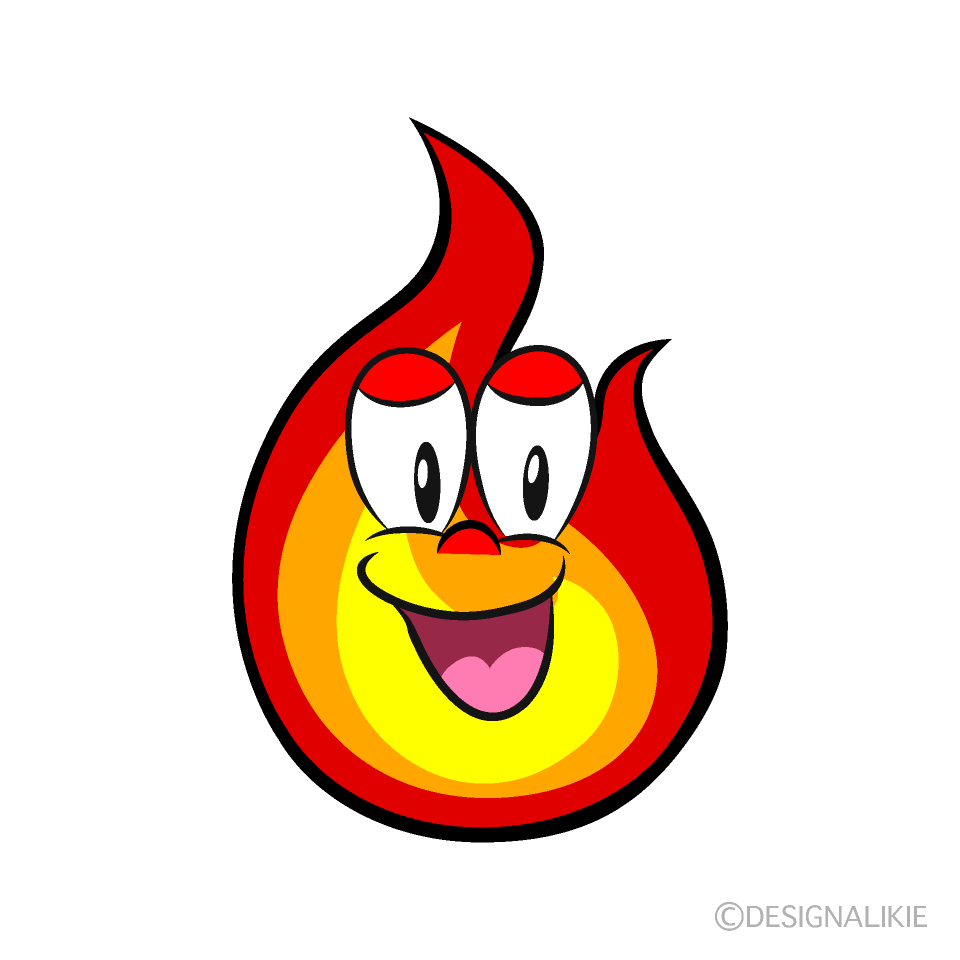 Smiling Flame Cartoon Character Image