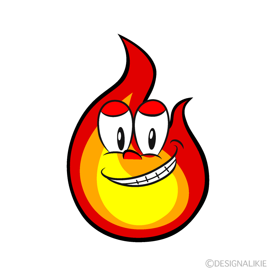 Grinning Flame Cartoon Character Image