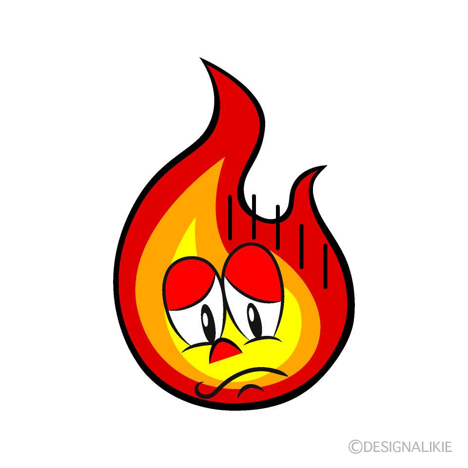 Depressed Flame Cartoon Character Image