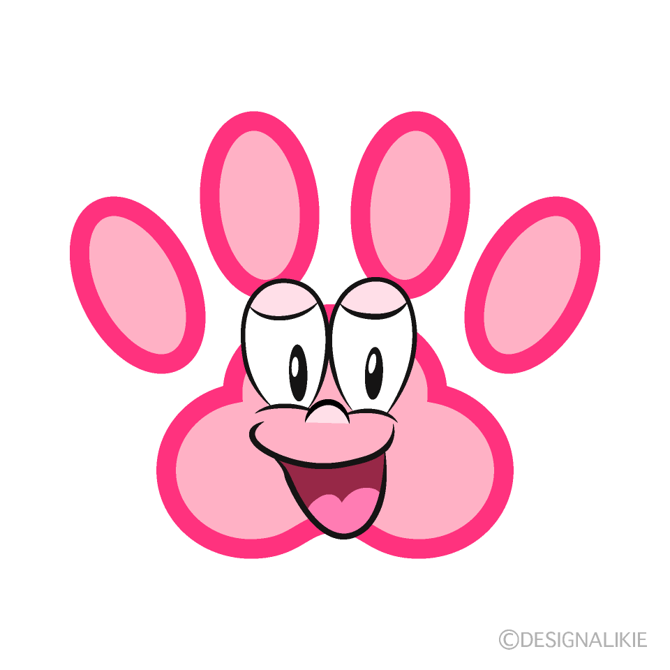 Smiling Paw Print Cartoon Character Image