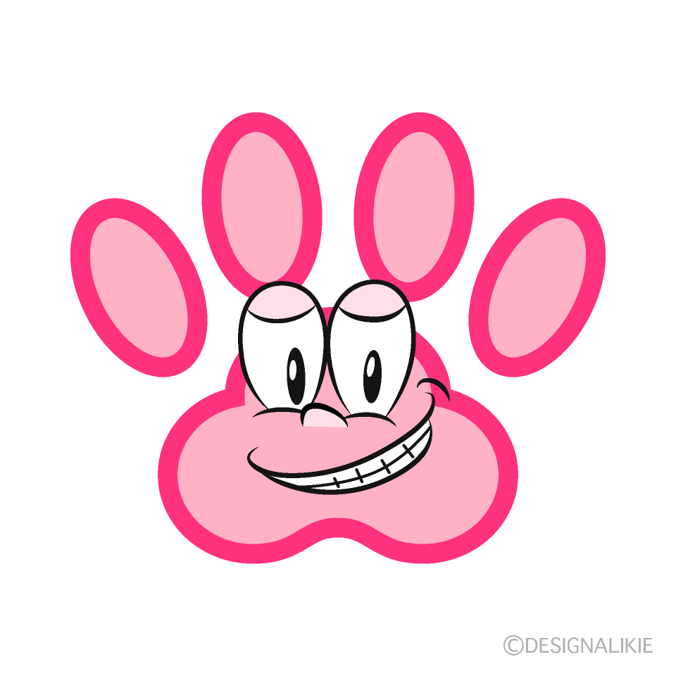 Grinning Paw Print Cartoon Character Image