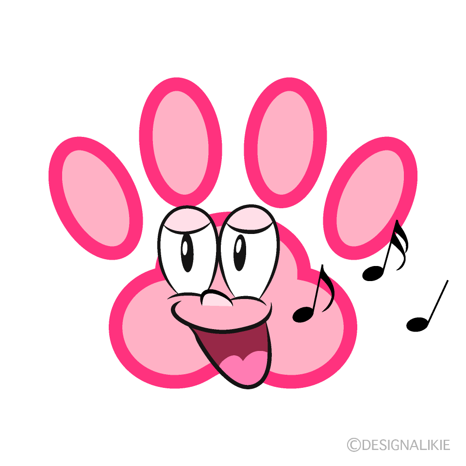 Singing Paw Print Cartoon Character Image