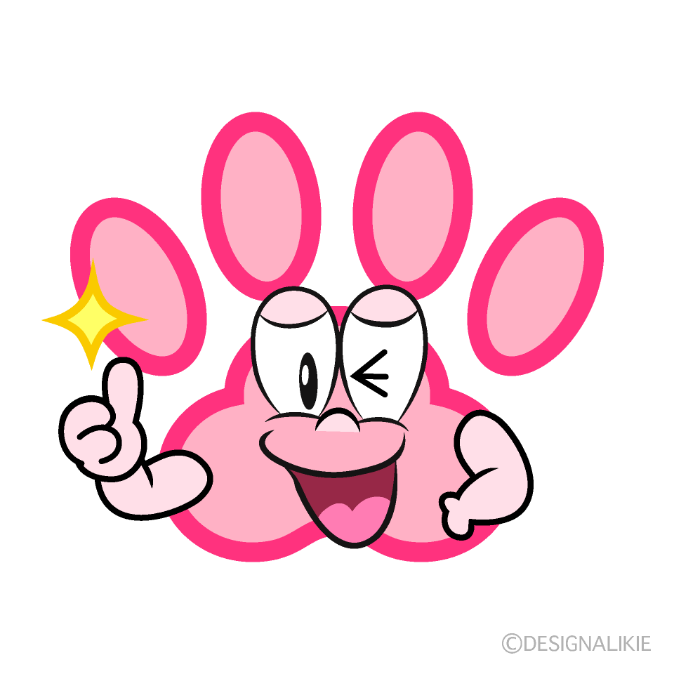 Thumbs up Paw Print Cartoon Character Image