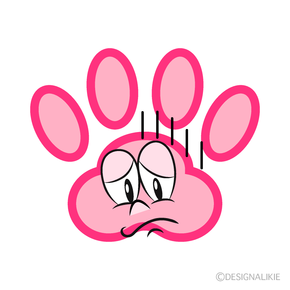 Depressed Paw Print Cartoon Character Image