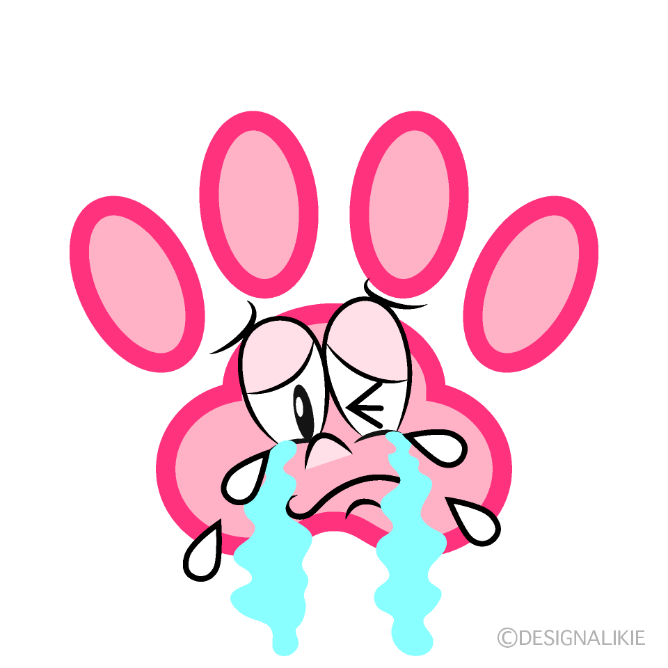 Crying Paw Print Cartoon Character Image