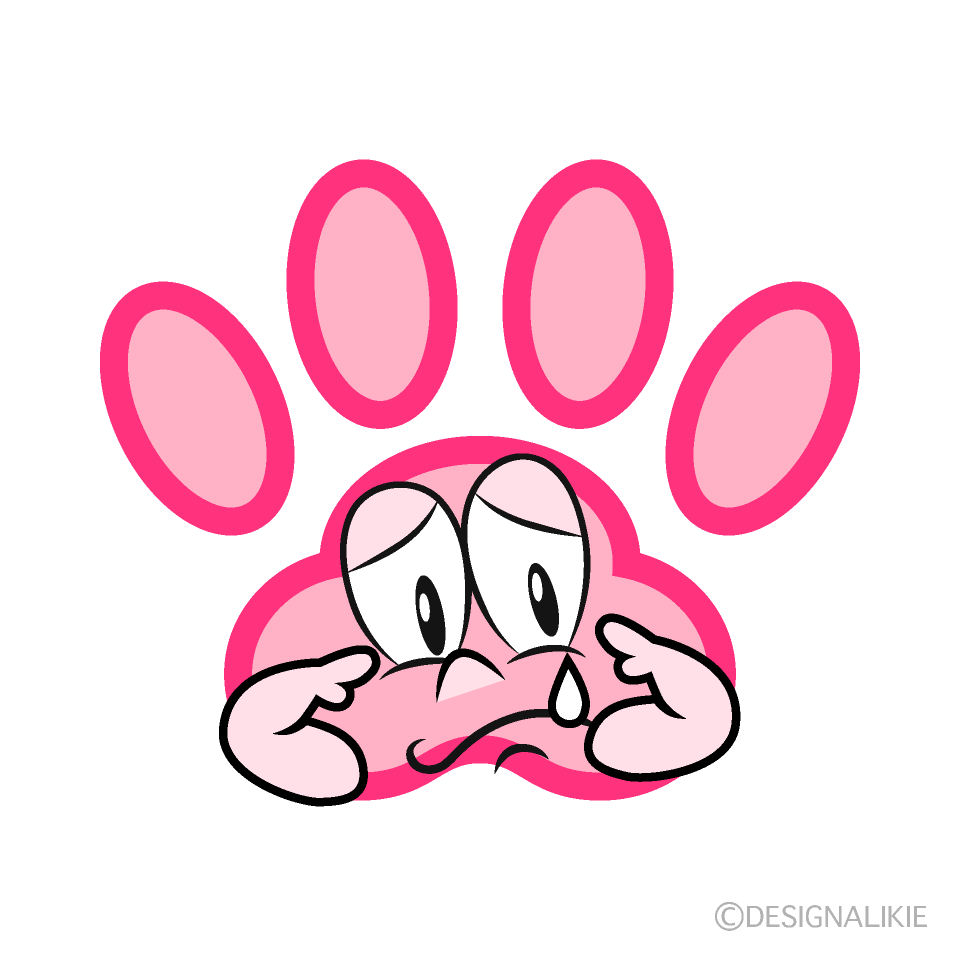 Sad Paw Print Cartoon Character Image