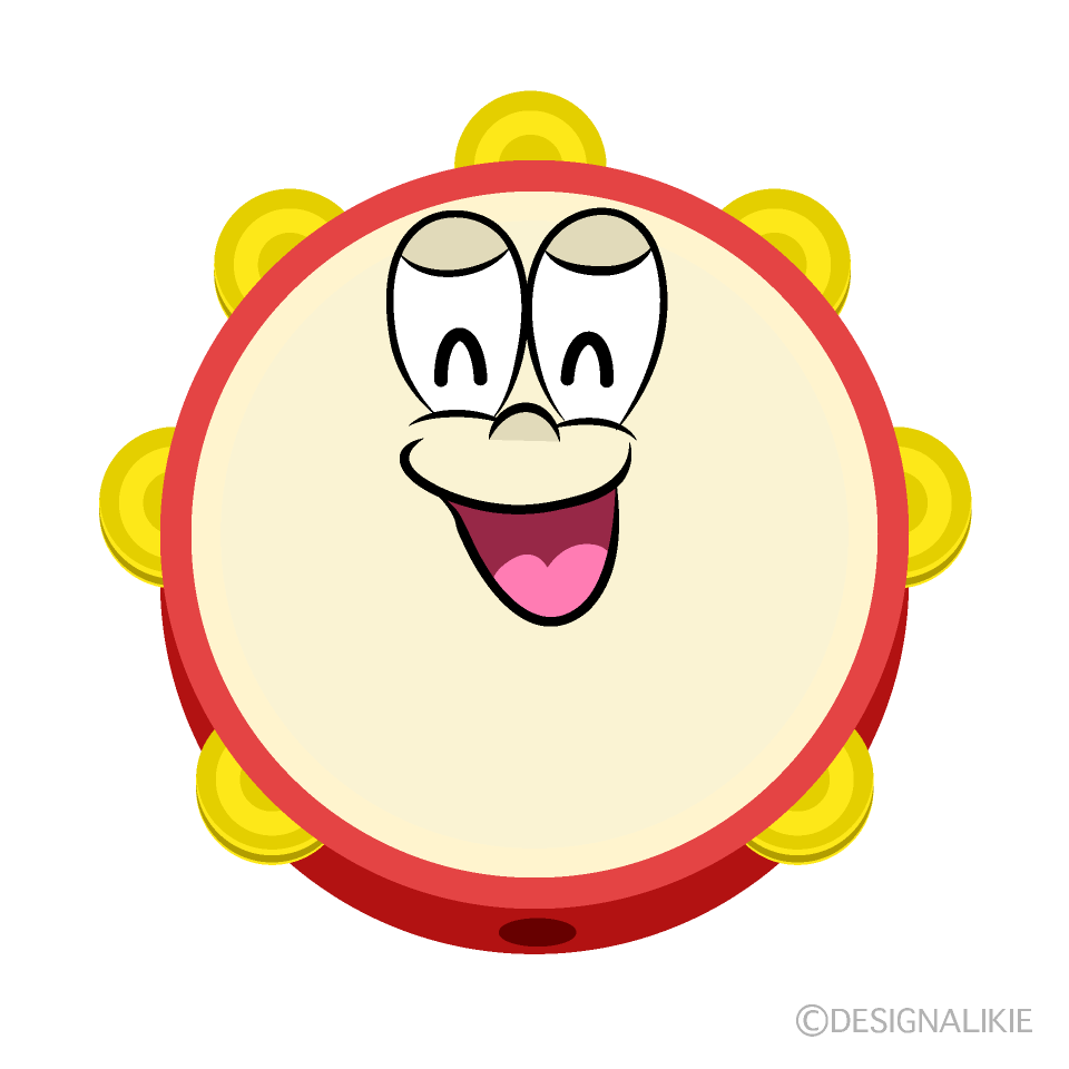 Smiling Tambourine Cartoon Character Image