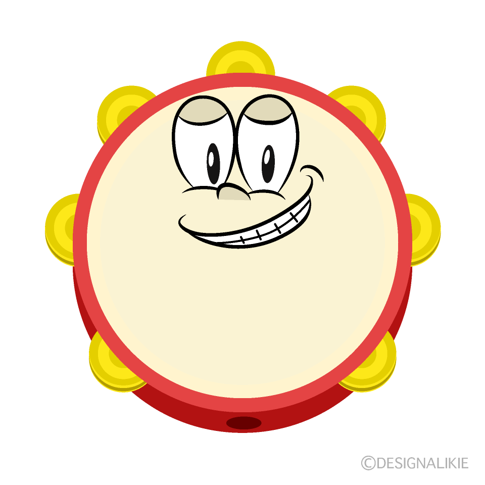 Grinning Tambourine Cartoon Character Image