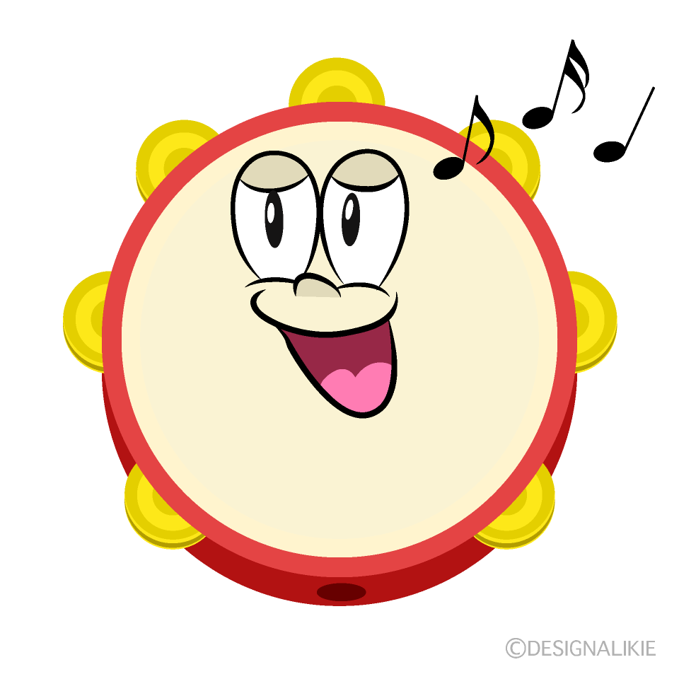 Singing Tambourine Cartoon Character Image