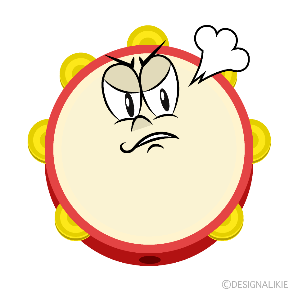 Angry Tambourine Cartoon Character Image