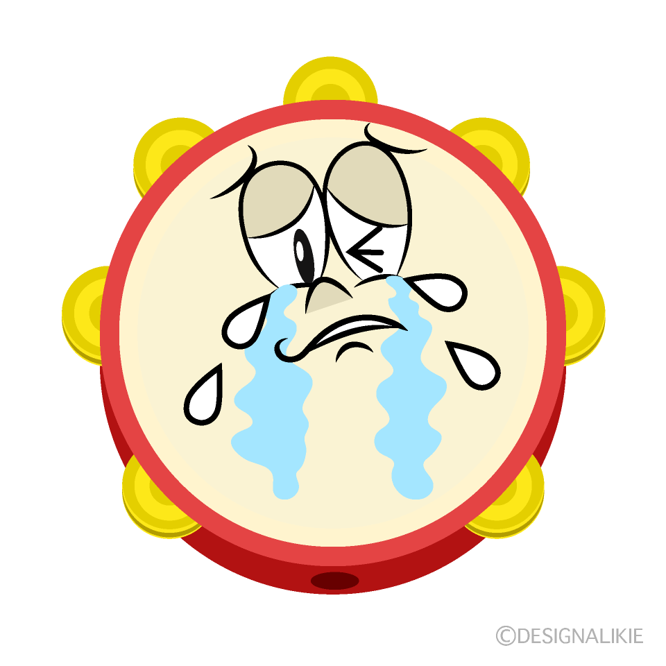 Crying Tambourine Cartoon Character Image