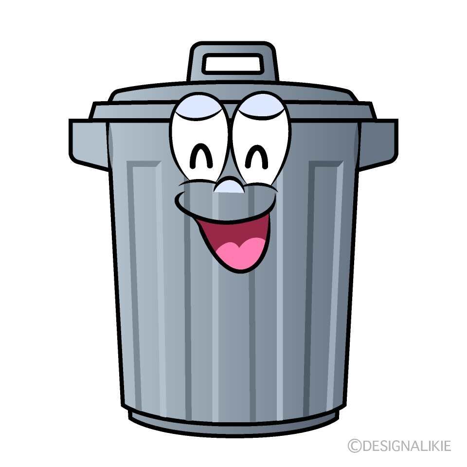 Smiling Trash Can Cartoon Character Image