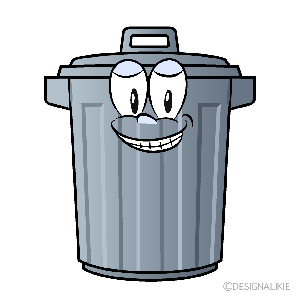 Grinning Trash Can Cartoon Character Image