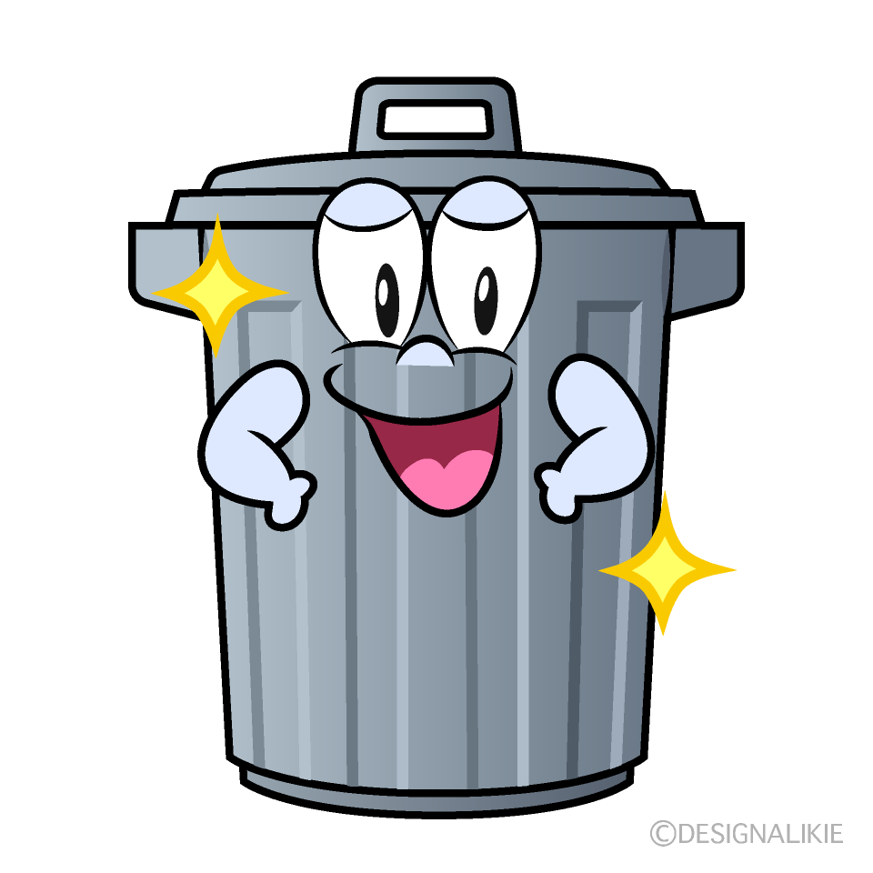 Glitter Trash Can Cartoon Character Image