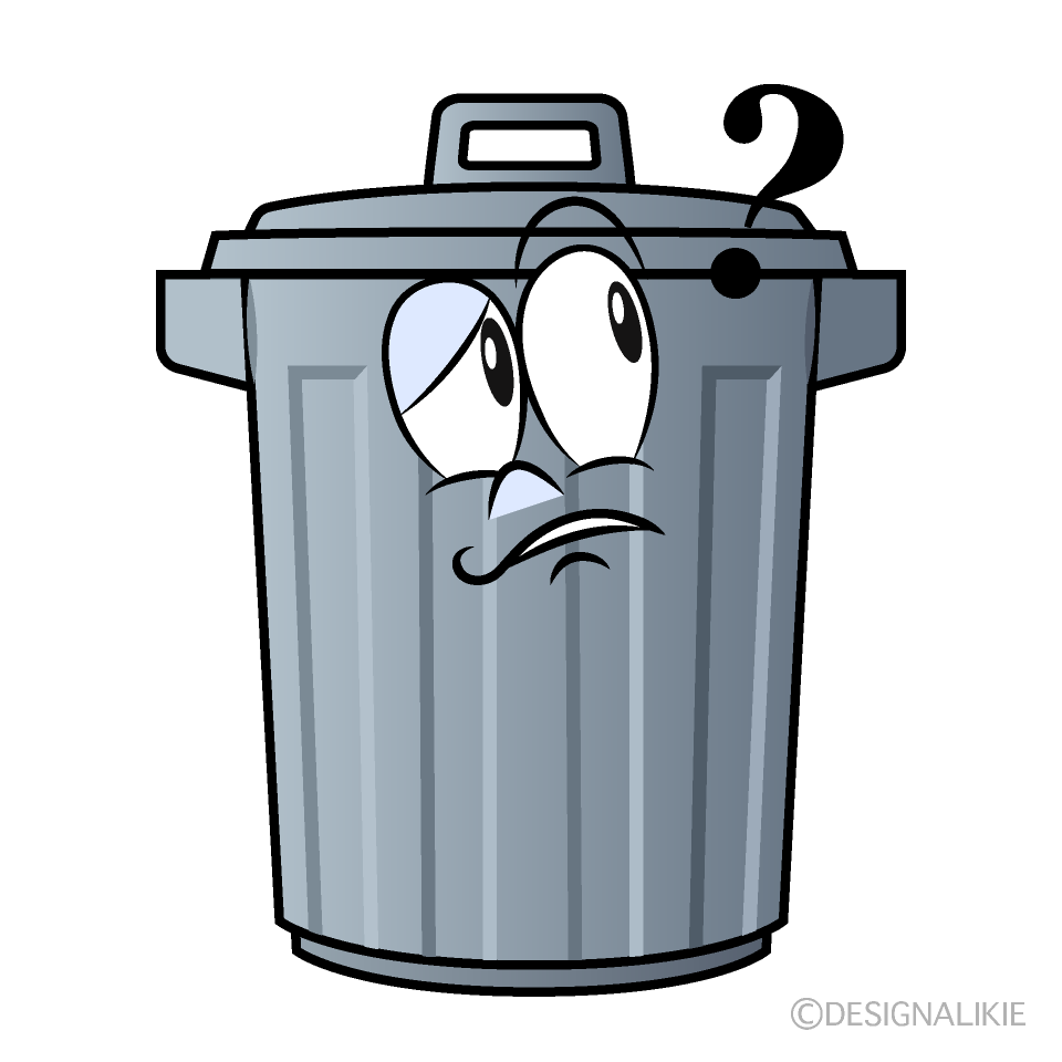 Thinking Trash Can Cartoon Character Image