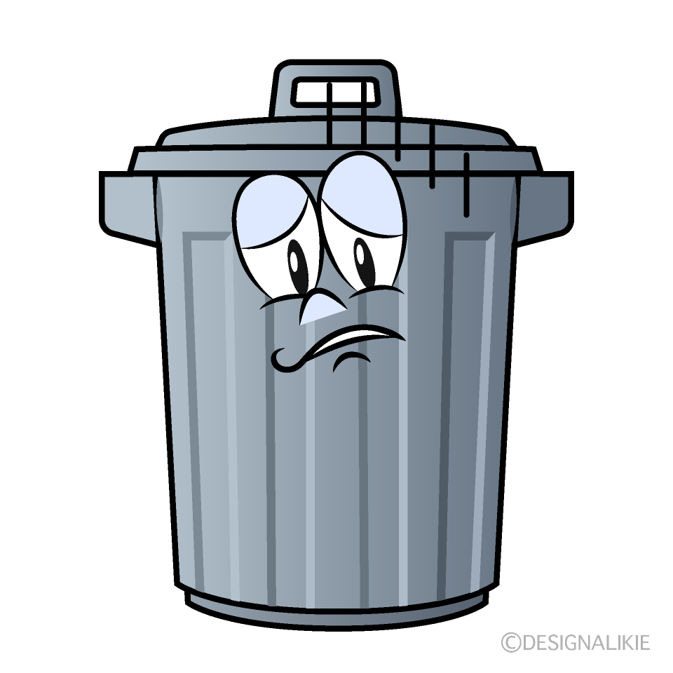 Depressed Trash Can Cartoon Character Image