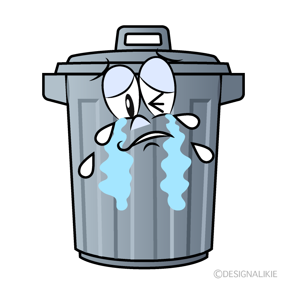 Crying Trash Can Cartoon Character Image