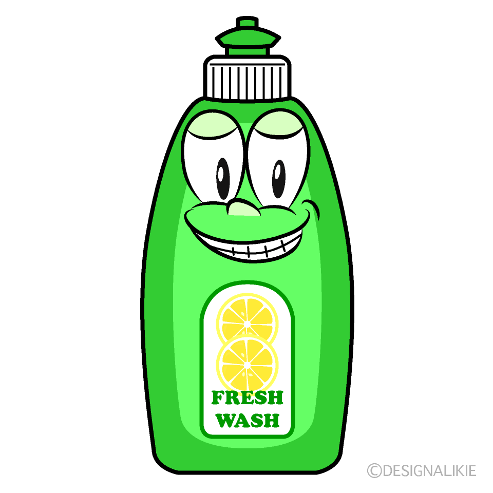 Grinning Dish Soap Cartoon Character Image