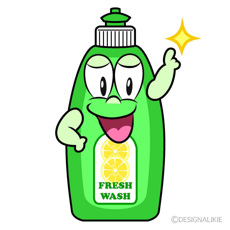 Posing Dish Soap Cartoon Character Image