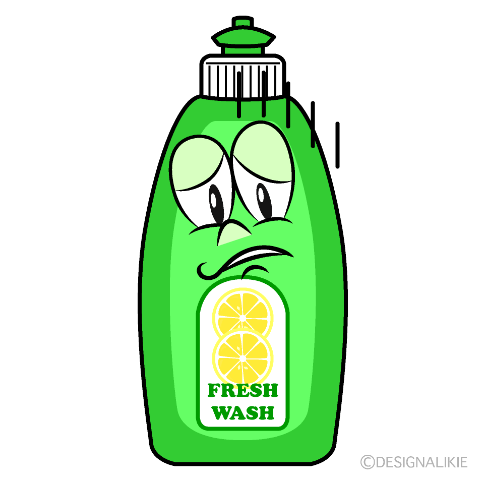 Depressed Dish Soap Cartoon Character Image