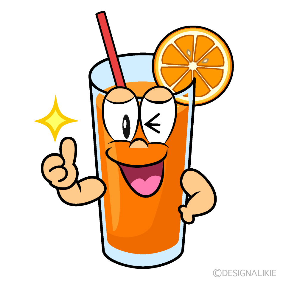 Thumbs up Orange Juice Cartoon Character Image