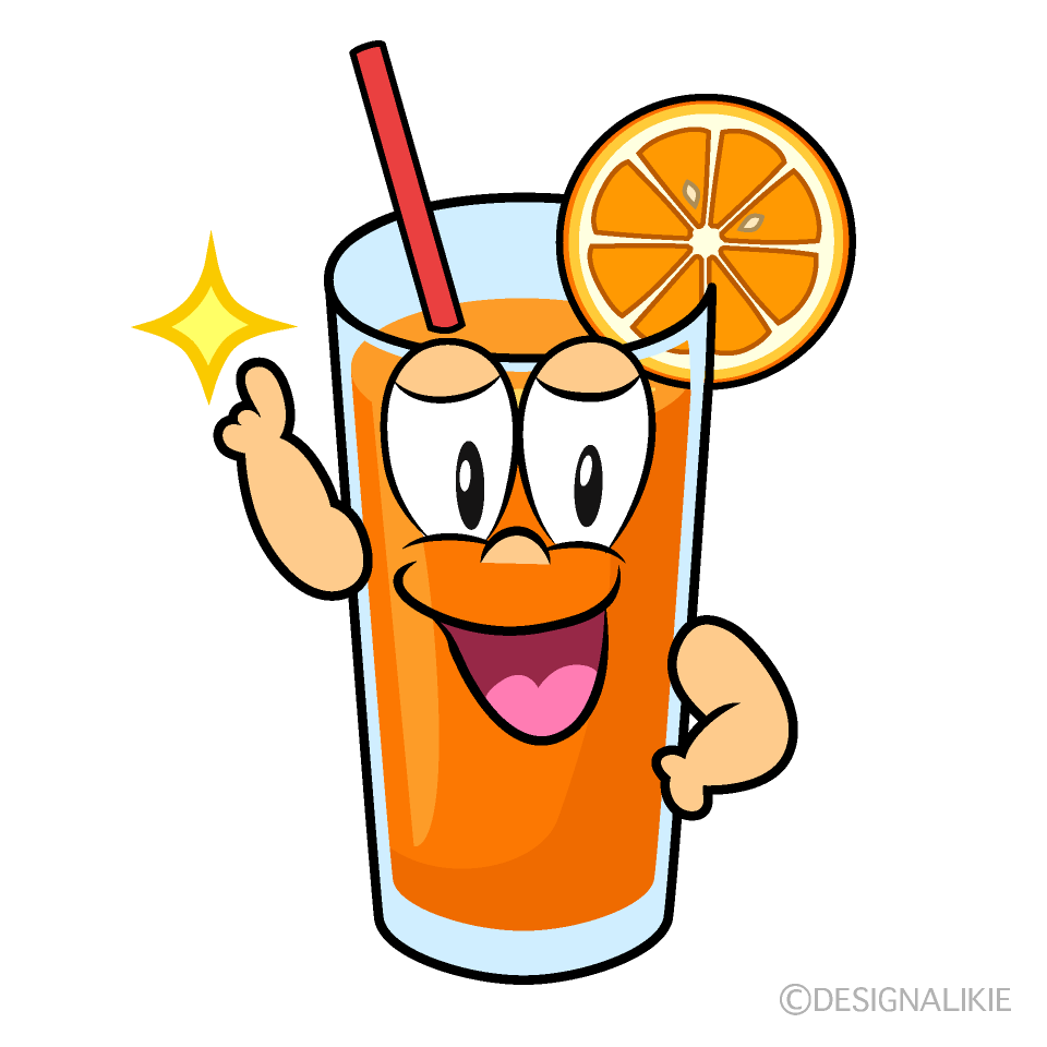 Posing Orange Juice Cartoon Character Image