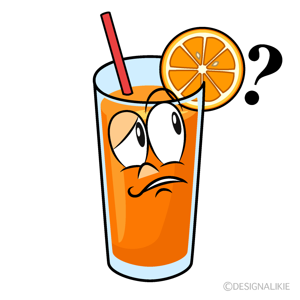 Thinking Orange Juice Cartoon Character Image