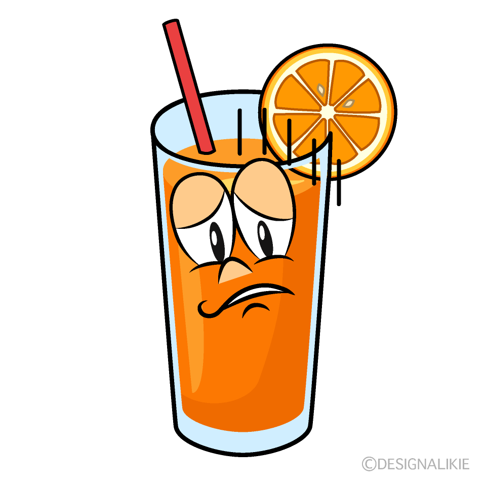 Depressed Orange Juice Cartoon Character Image