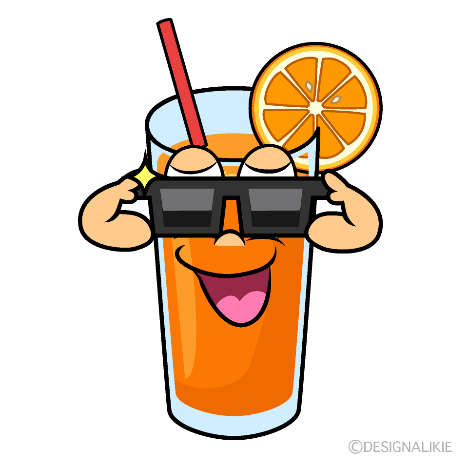 Cool Orange Juice Cartoon Character Image