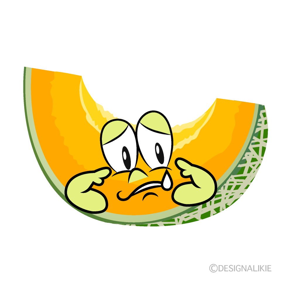 Sad Cantaloupe Cartoon Character Image