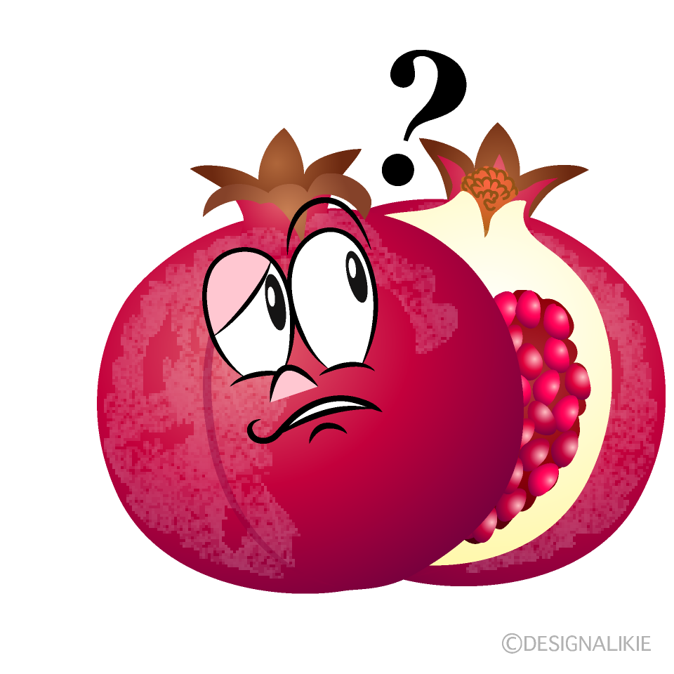 Thinking Pomegranate Cartoon Character Image