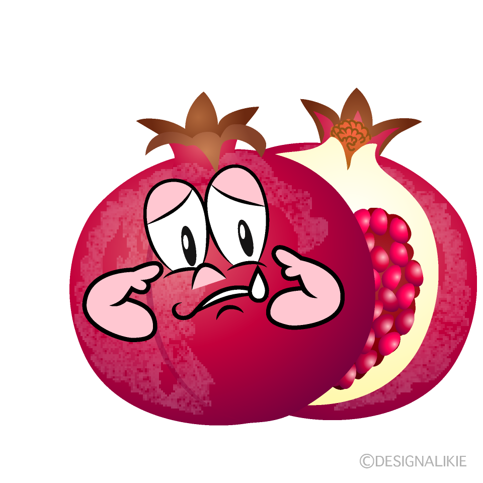 Sad Pomegranate Cartoon Character Image