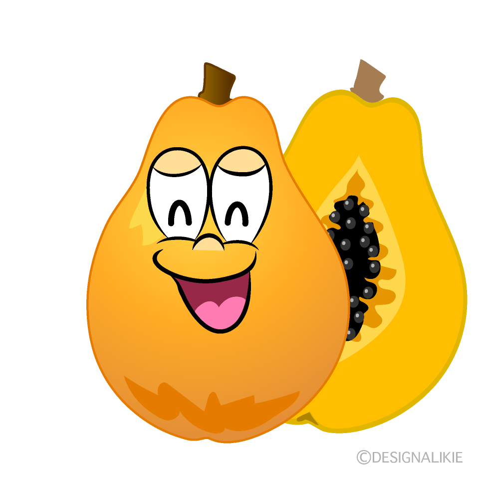 Smiling Papaya Cartoon Character Image