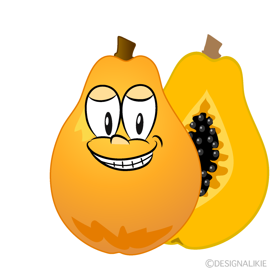 Grinning Papaya Cartoon Character Image